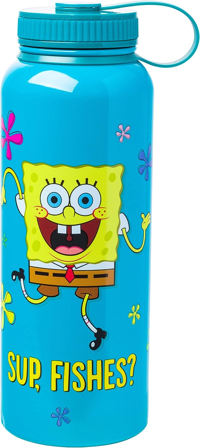 SpongeBob Sup Fishes 42oz Stainless Steel Water Bottle with Twist Lid