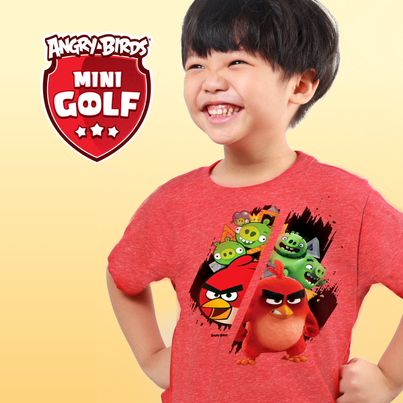 boy wearing red angry birds collection t-shirt
