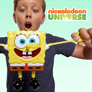 boy holding spongebob squarepants stretch toy